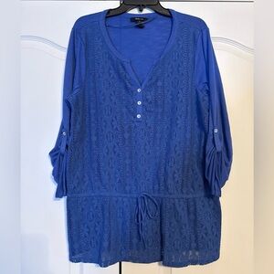 Style & Co XL Blue Lace Accent Women's Tunic Top